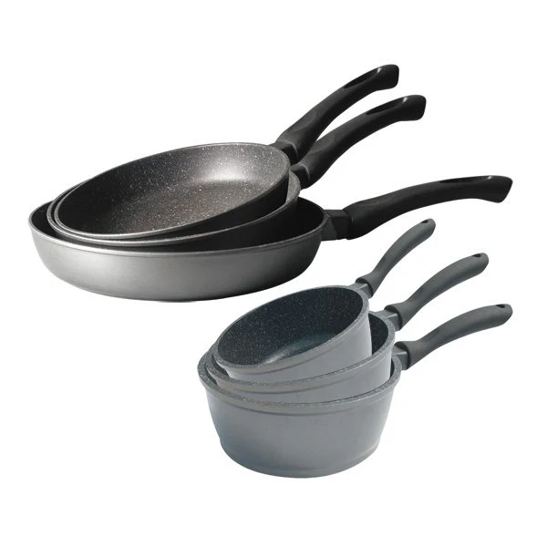 Lot 3 casseroles et 3 poêles revêtement Dur comme la pierre Mathon