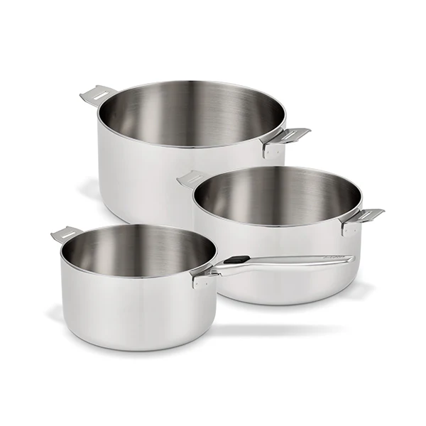 Set 3 casseroles inox Evolution 16, 18 et 20 cm et manche amovible Beka