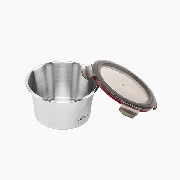 Boîte de conservation ronde en inox 920 ml compatible micro-ondes Cuitisan - Image 3