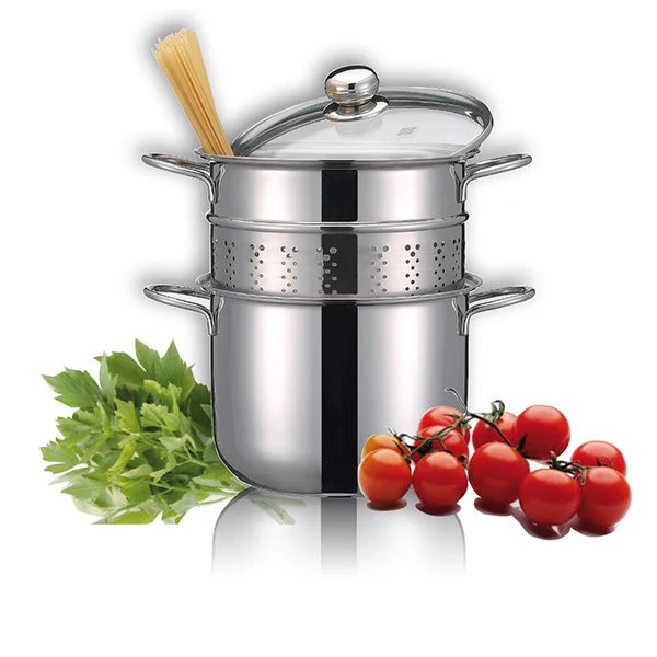 Cuiseur à pâtes en inox 18 10 avec couvercle en verre 22 cm 5 L Inoxriv - Image 2