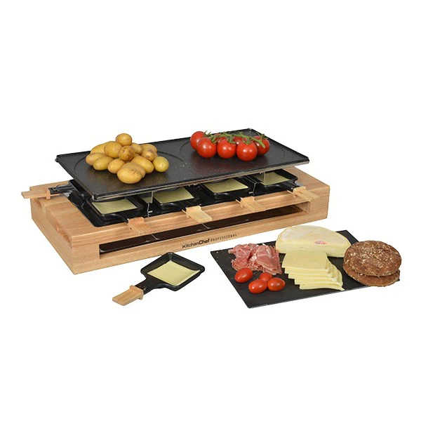 Appareil à raclette Bamboo 8 poêlons et 2 double poêlons 1500 W KCWOOD.8.MAXI Kitchen Chef Professional - Image 4