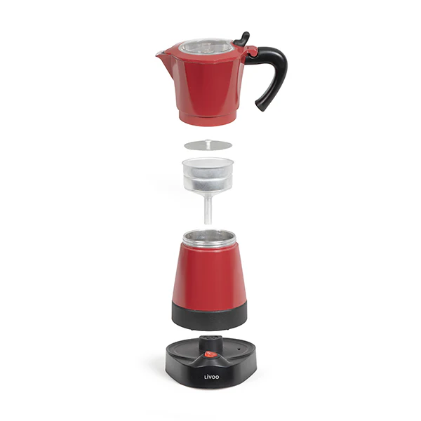 Cafetière électrique Italienne rouge 6 tasses 480 W Livoo - Image 2
