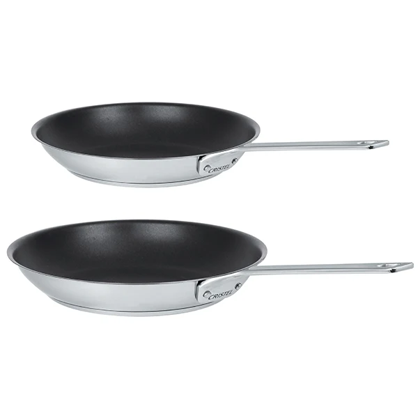 Lot 2 poêles inox antiadhérentes 1826 24 et 28 cm Cristel