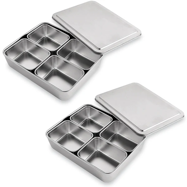 Lot 2 sets de 5 bacs de préparation culinaire en inox Mathon