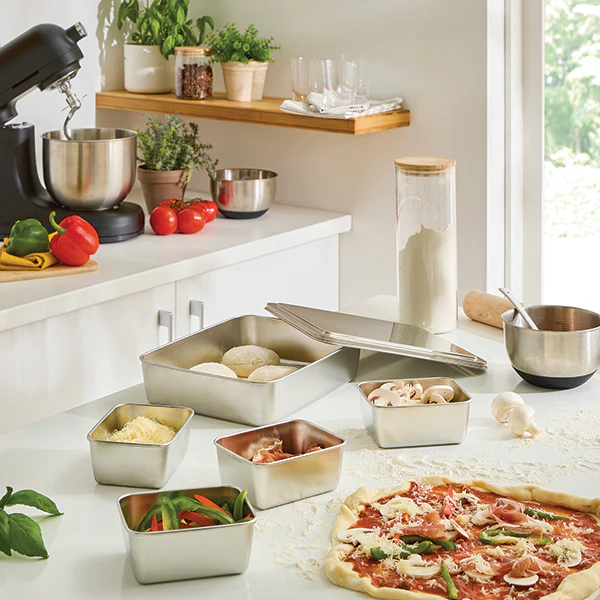 Lot 2 sets de 5 bacs de préparation culinaire en inox Mathon - Image 3