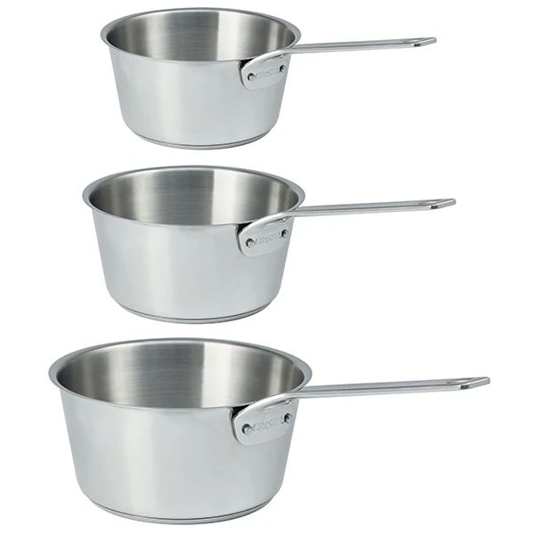 Lot 3 casseroles inox 1826 16, 18 et 20 cm Cristel
