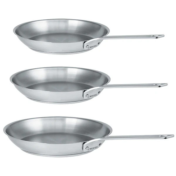 Lot 3 poêles tout inox 1826 20, 24 et 28 cm Cristel