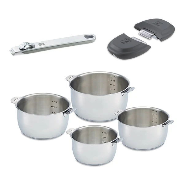 Lot 4 casseroles Select avec une poignée et 2 anses gris Beka