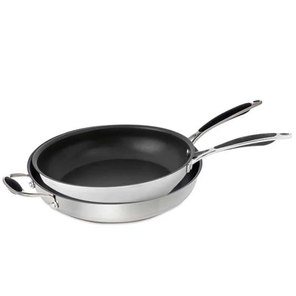Lot de 2 poêles inox antiadhérentes Excell'Inox 28 et 32 cm Mathon