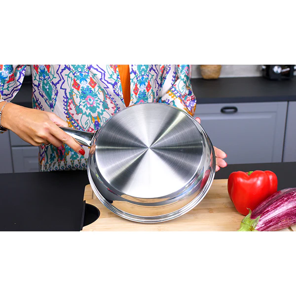 Lot de 3 poêles en inox avec revêtement céramique 20, 24 et 28 cm Kitchenpro - Image 5