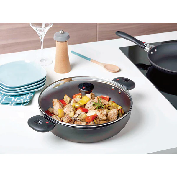 Lot sauteuse Cookway 28cm avec poignée, anse et couvercle Cristel - Image 2