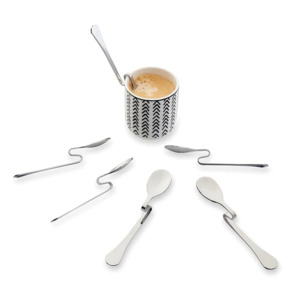 6 cuillères à café coudées inox 11 cm Mathon - Image 3