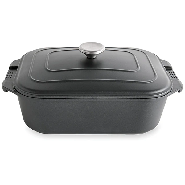 Grande cocotte légère rectangulaire en fonte d’aluminium 34,5 cm 7,7 L coloris noir Mathon