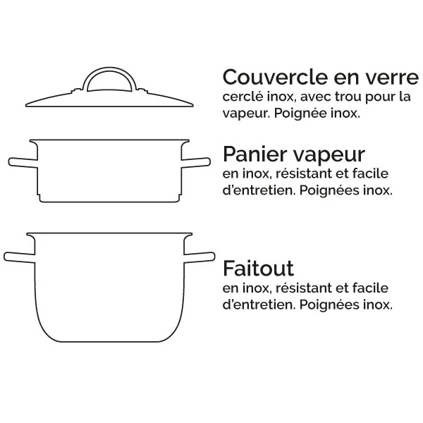 Cuiseur vapeur inox 26 cm 1 panier Mathon - Image 3