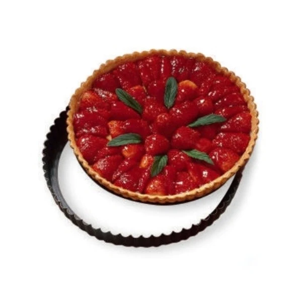 Moule à tarte amovible acier revêtu antiadhérent bords cannelés 28 cm Mathon