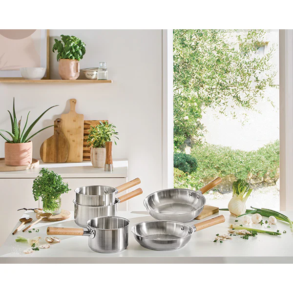 Poêle tout inox manche bois Natural’Inox 28 cm - Image 2