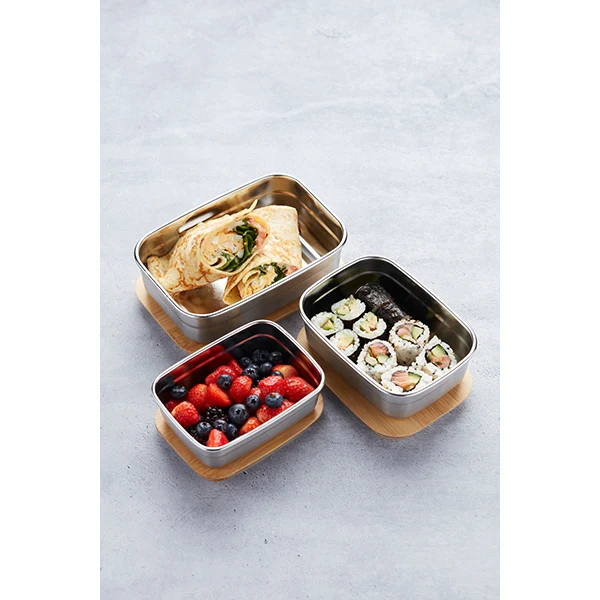Lunch box inox et bambou 450ml Point Virgule - Image 3