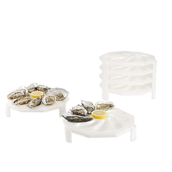 6 assiettes à huîtres empilables 9 huîtres + 1 citron Roger Orfèvre - Image 3