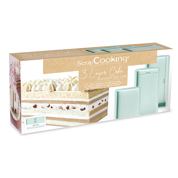 Set de 3 moules silicone layer cake rectangulaire Scrapcooking - Image 4