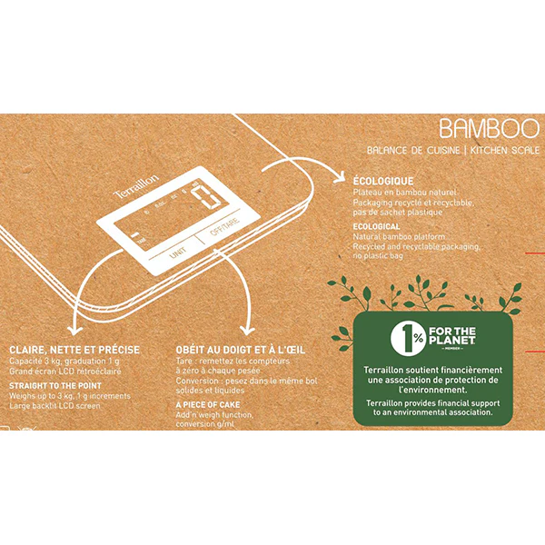 Balance de cuisine digitale Bambou 3kg Terraillon - Image 2